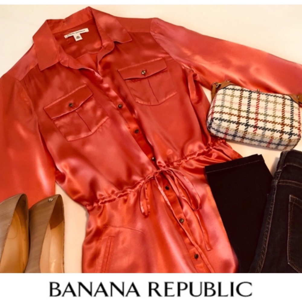 Banana Republic Military Silk Blouse